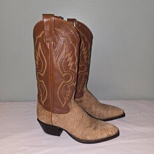 Women's Vintage Tony Lama Western Boots, Style X62615, Brown/Tan, W Size 6.5